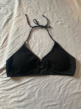 Black Crochet Halter Bikini Top